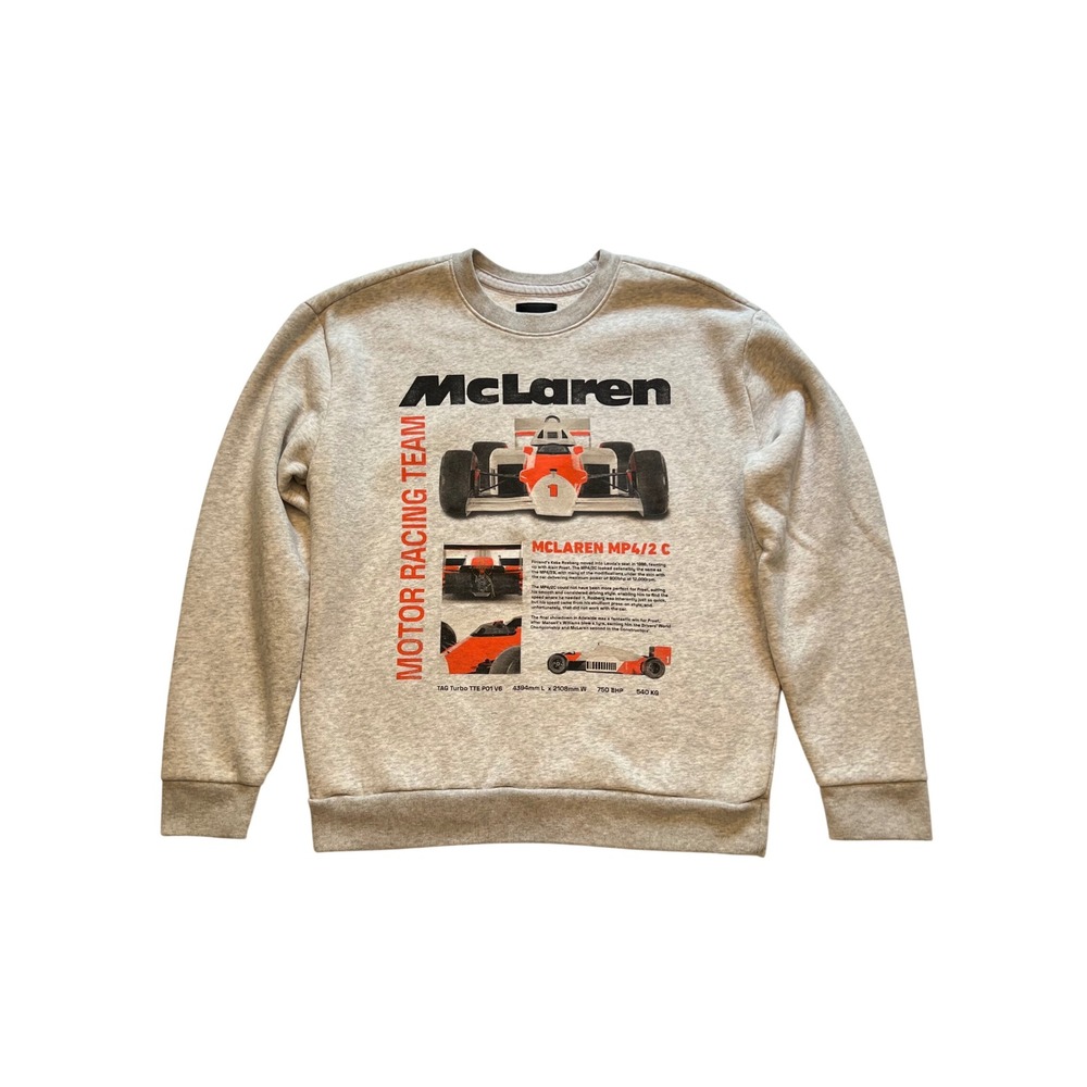McLaren Gray Formula 1 Team MP4/2 C Motorsport Racing Graphic Sweatshirt Size M